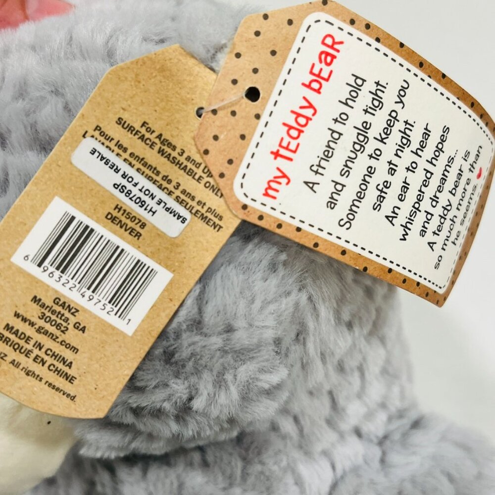 Get your Hands on a Ganz Collection H15078 DENVER Gray White 15” Teddy Bear NWT - Picture 3 of 4